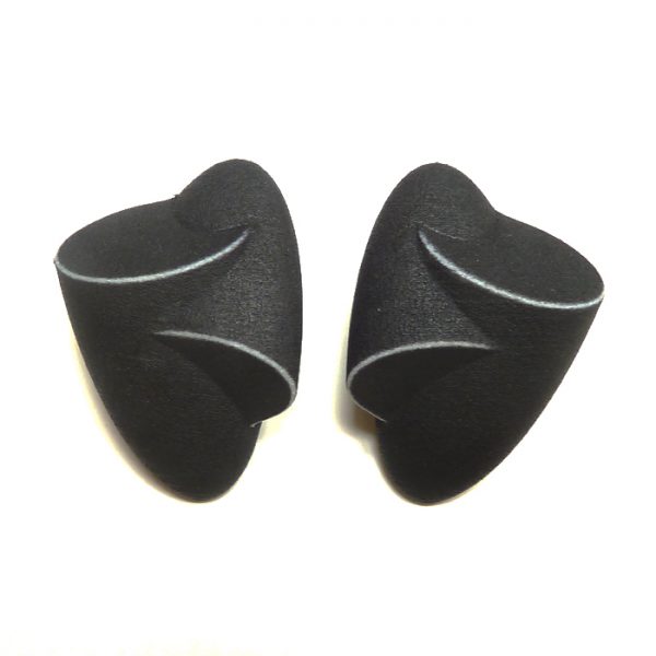 Birgit Laken, black Hug earrings, polyamide, 3D-printed, hand-finished